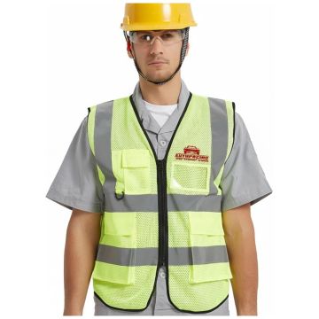 Unisex Adults Hi-Vis Vest With Reflective Tapes and Functional Pockets
