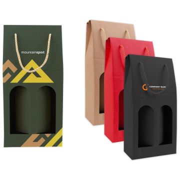 Double Bottle Wine Box with Rope Handle