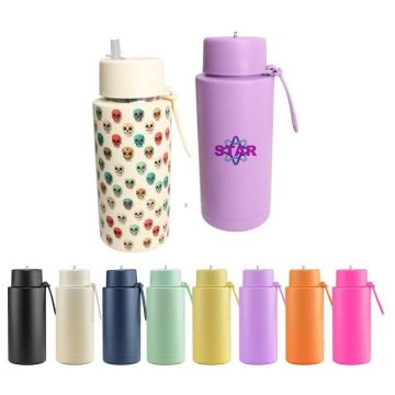 1L Stainless Steel Bottle with Straw Lid