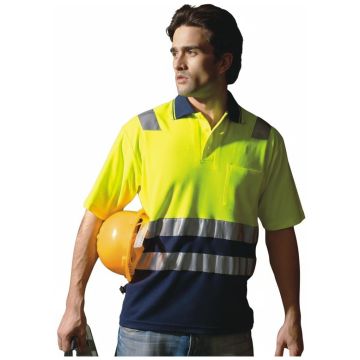 Unisex Adults Hi-Vis Polyface / Cotton back Polo With 3M Reflective Tape