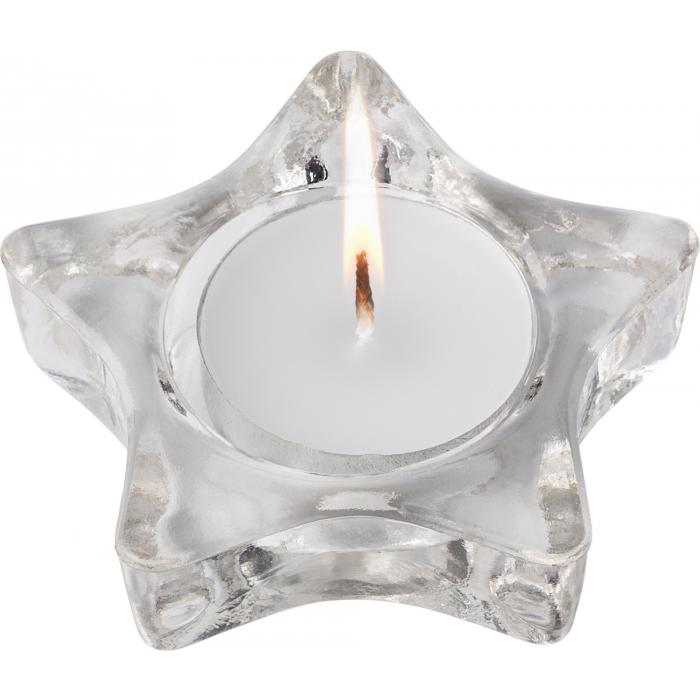 Star-shaped glass candle holder, including candle Nisha