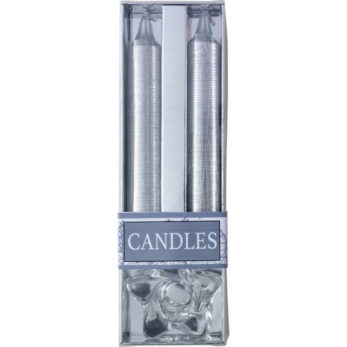 Two glitter candles with glass holder Alexia