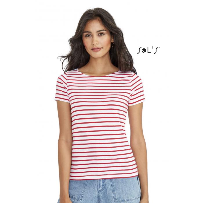 Miles Women's Round Neck Striped T-shirt