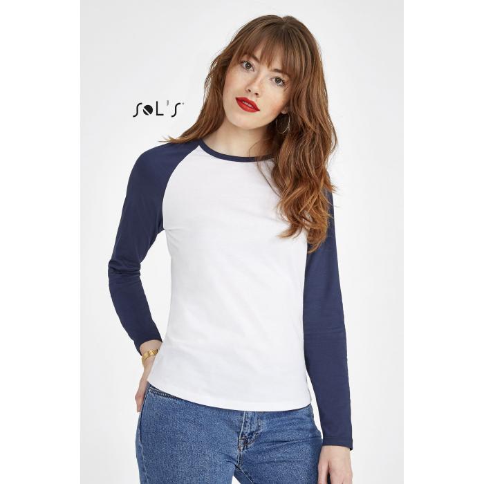 Milky Lsl Women's Two-colour T-shirt With Long Raglan Sleeves