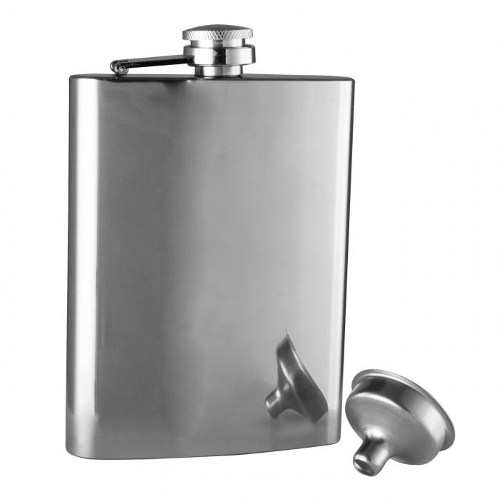 Classic Hip Flask With Funnel - Polished  AVANTI