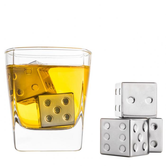 Dice Whisky Stones with Velvet Pouch in Magnetic Gift Box - Set of 4 AVANTI