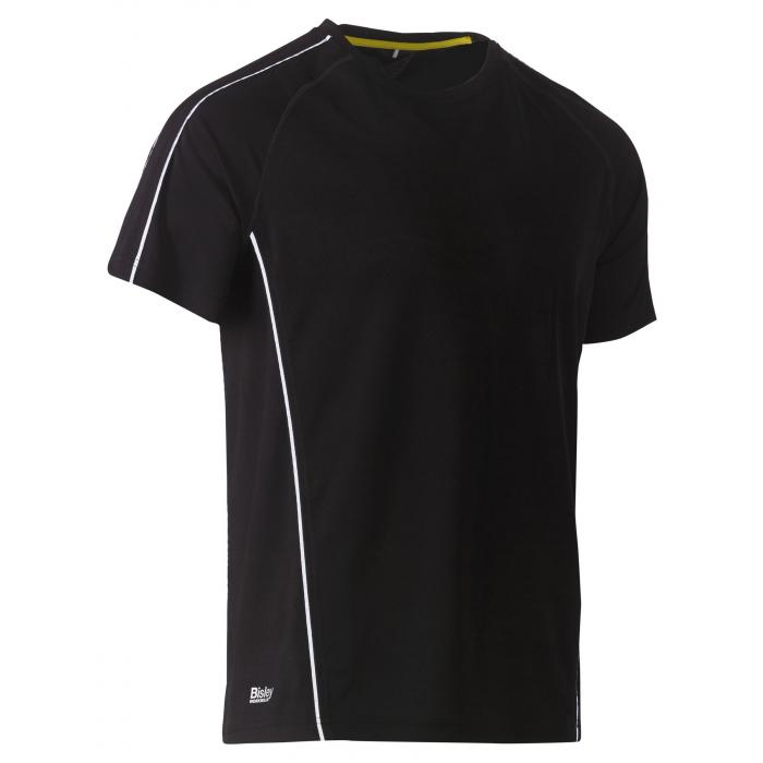 Cool Mesh Tee with Reflective Piping - Black