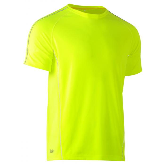Cool Mesh Tee with Reflective Piping - Yellow
