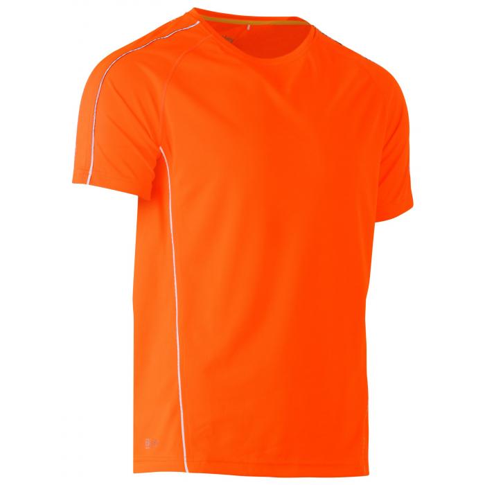 Cool Mesh Tee with Reflective Piping - Orange