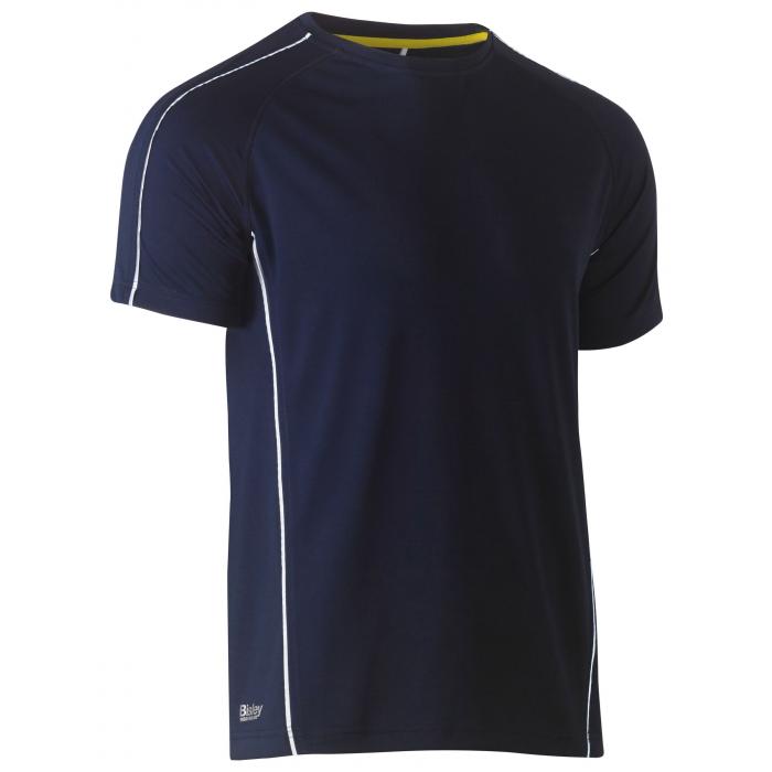 Cool Mesh Tee with Reflective Piping - Navy
