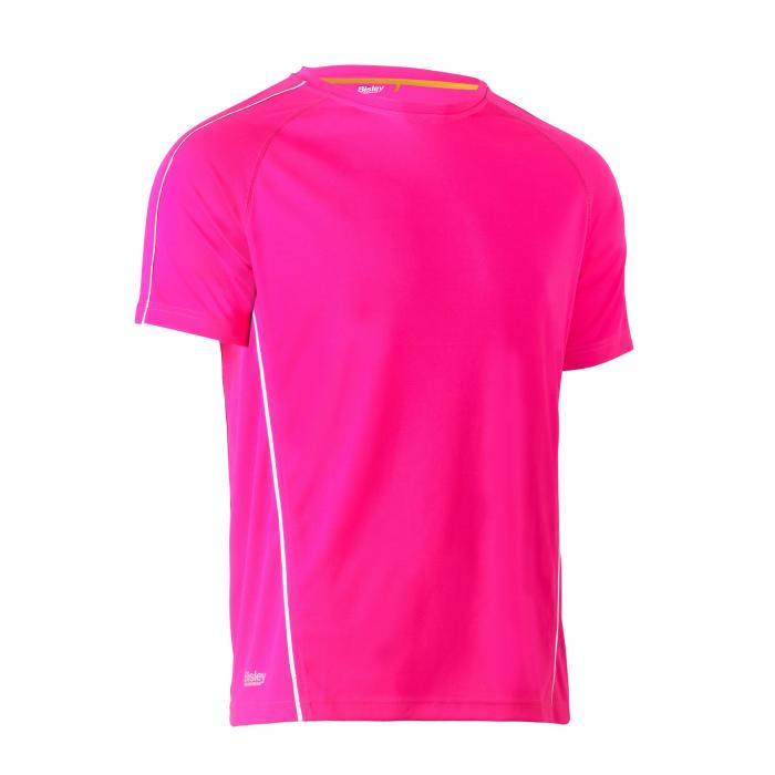 Cool Mesh Tee with Reflective Piping - Pink