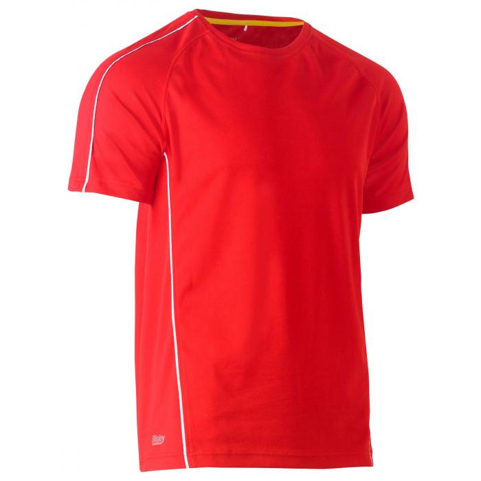 Cool Mesh Tee with Reflective Piping - Red