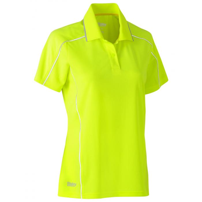 Women's Cool Mesh Polo with Reflective Piping - Yellow
