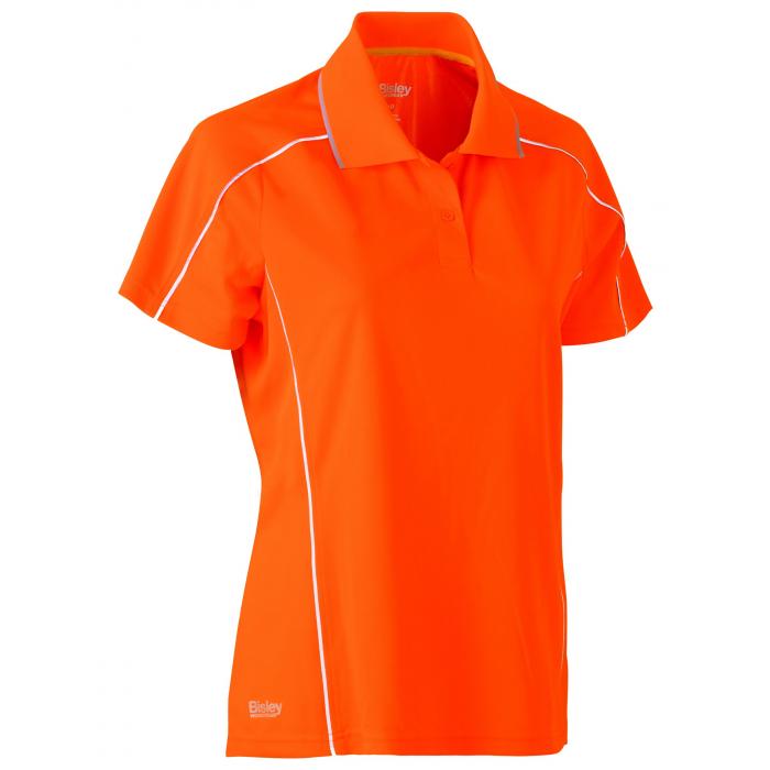 Women's Cool Mesh Polo with Reflective Piping - Orange