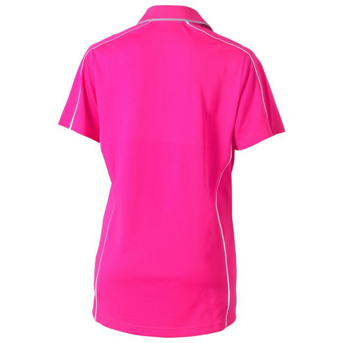 Women's Cool Mesh Polo with Reflective Piping - Pink