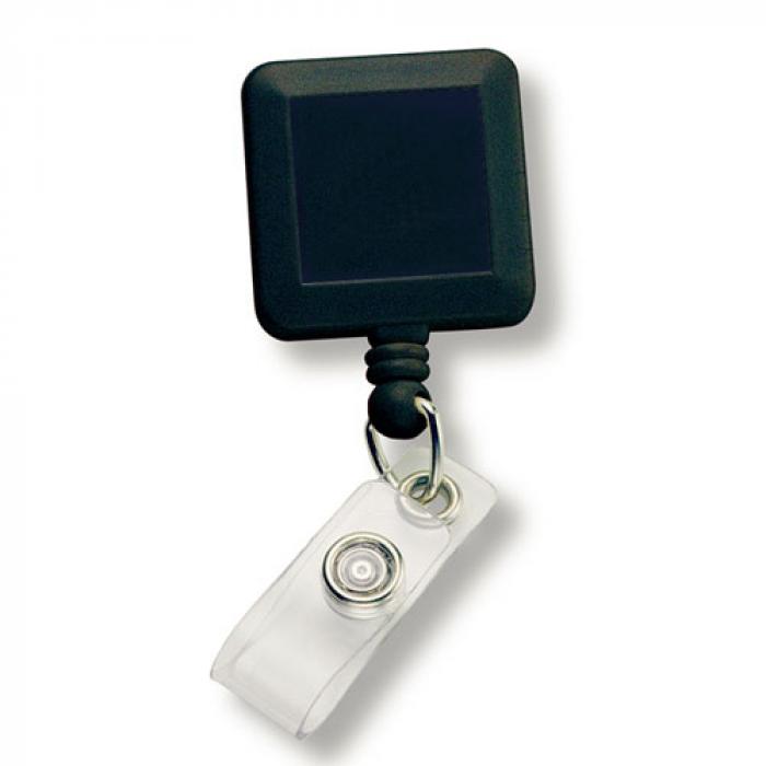 Square Retractable Badge Holder - Black
