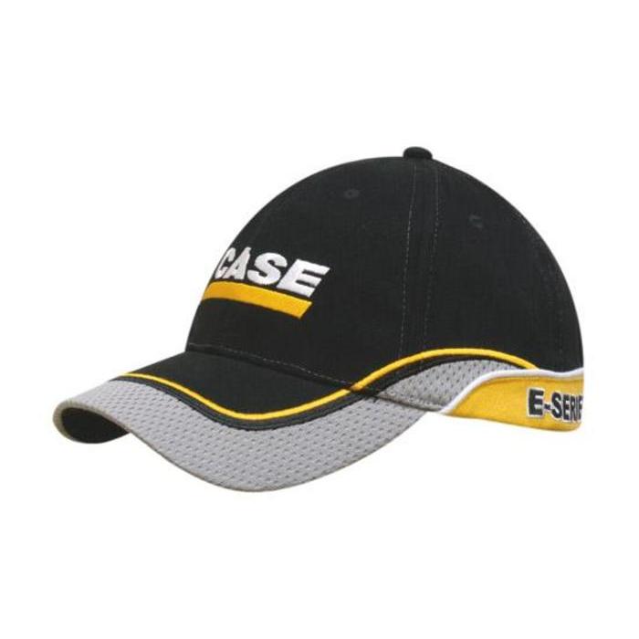 Brushed Heavy Cotton Cap with Mesh Peak and Crown Indent, Embroidered Trim and Piping