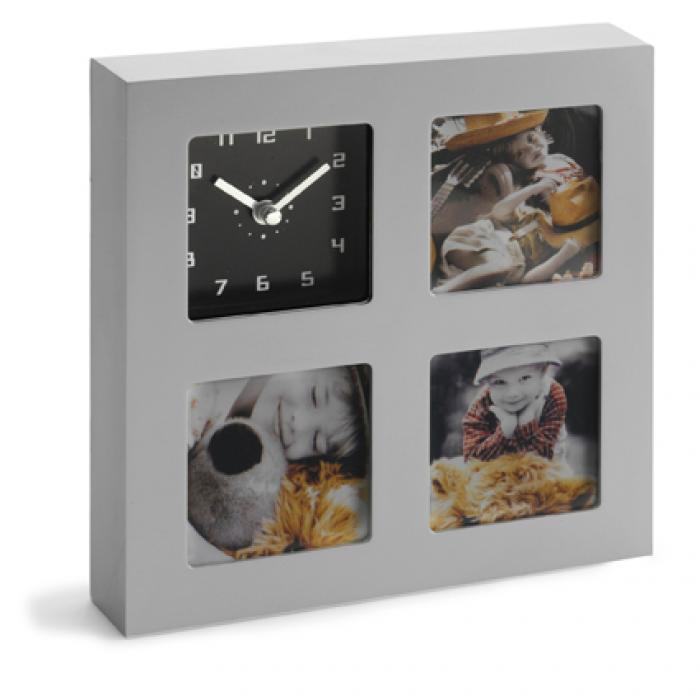Analogue Plastic Clock With Three Picture Frames 