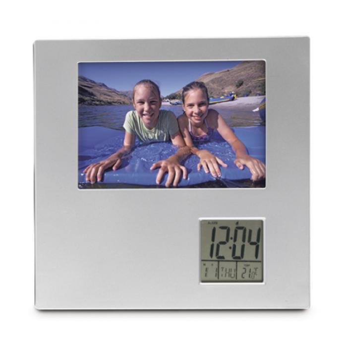 Plastic Photo Frame With An LCD Digital Clock
