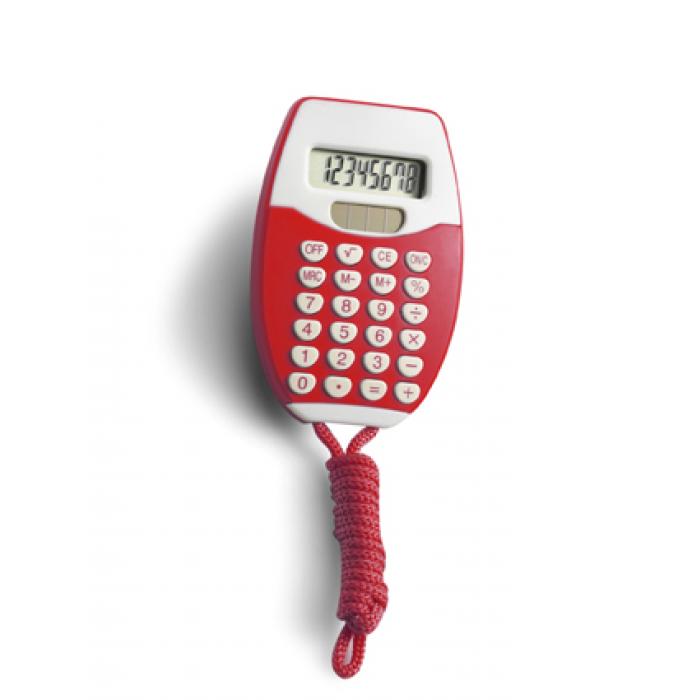 Eight Digit Solar Powered Plastic Calculator With Neck Cord