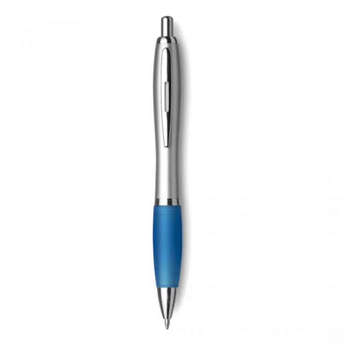 Cardiff Ballpen With Blue Ink And A Plastic Silver Barrel