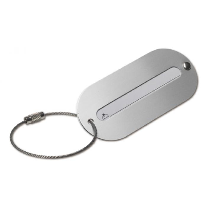 Aluminium Luggage Tag With A Metal Cord Fastening