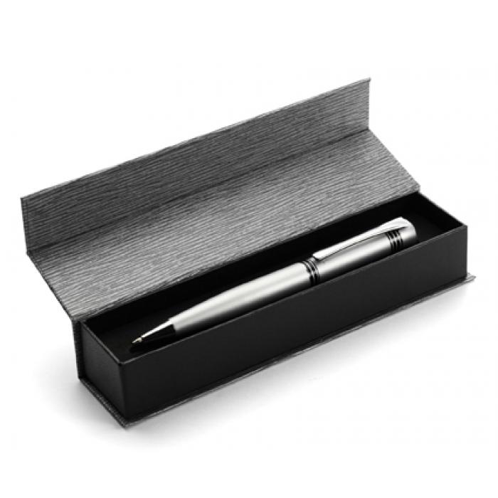 Dome Metal Twist Action Ballpen With Blue Ink In Grey Case