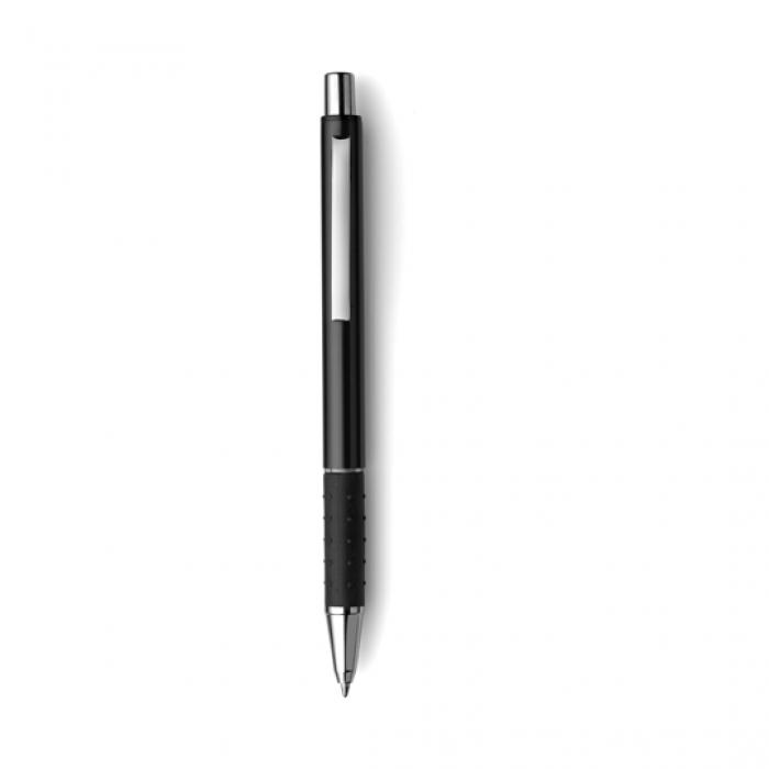 Aluminium Retractable Ballpen With Dotted Rubber Grip And Black Ink