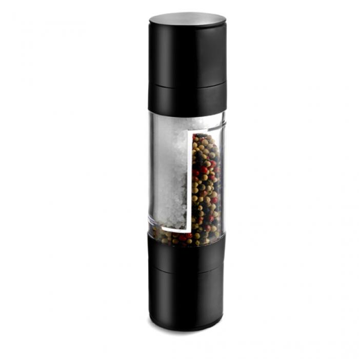 Two In One Pepper And Salt Mill With Rubberized Black Trim