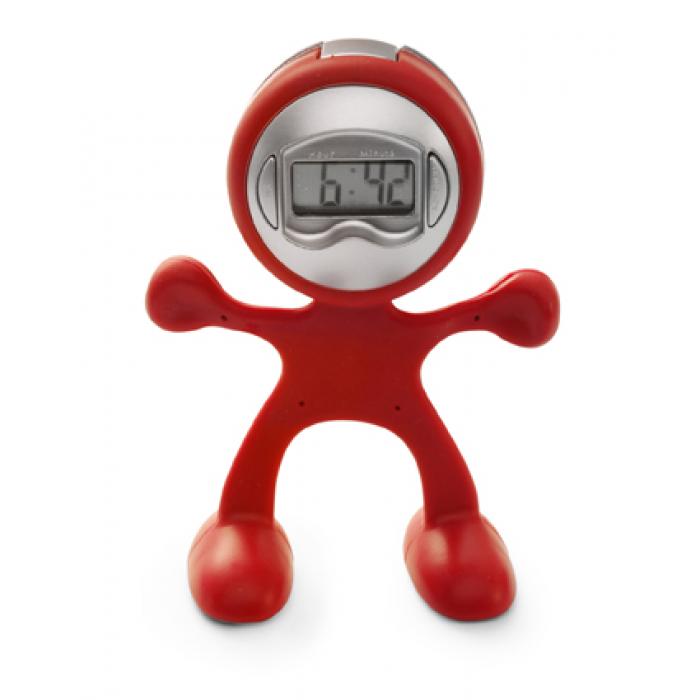 Flexi Man Plastic Alarm Clock With Memo Holder And Magnetic Feet