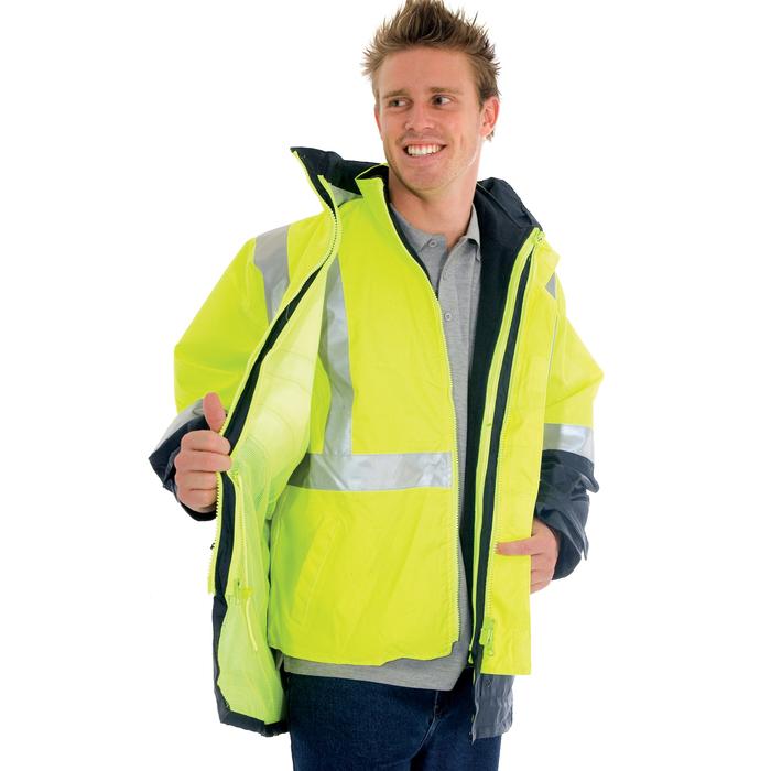 4 in 1 HiVis Two Tone Breathable Jacket with Vest and 3M R/Tape