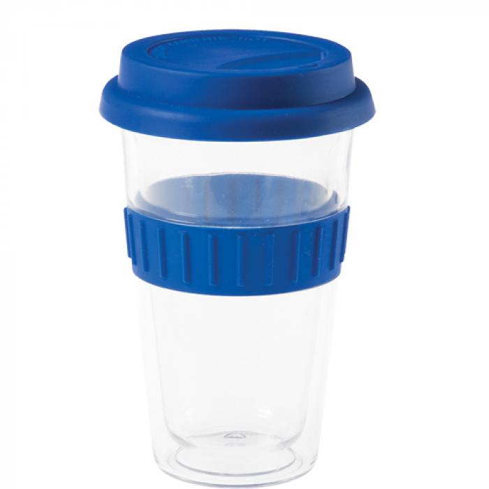 Blue Clear Plastic Travel Mug
