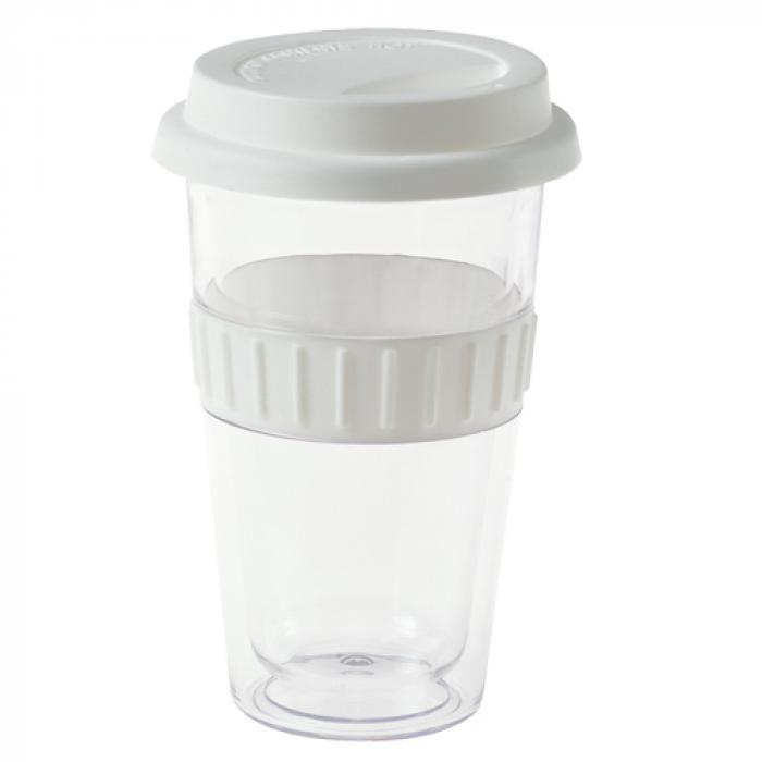 White Clear Plastic Travel Mug