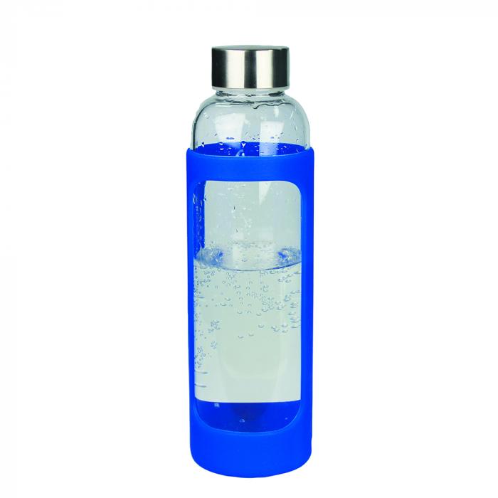 Sleeve Glass Drink Bottle with Stainless Steel Lid