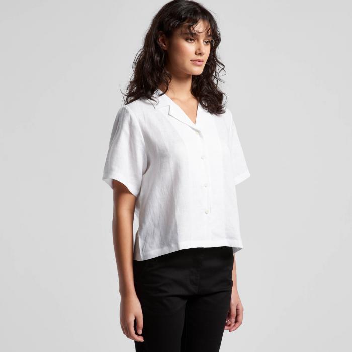 Womens Linen Short Sleeve Shirt