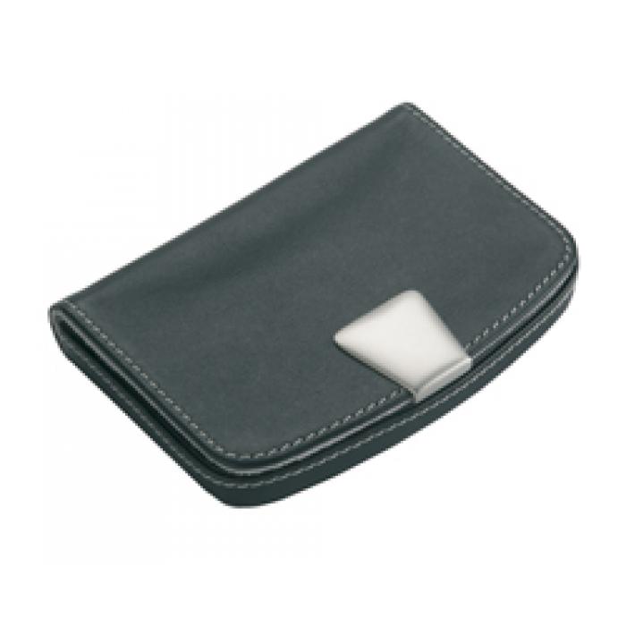 Nappa Leather Card Holder With Metal Badge