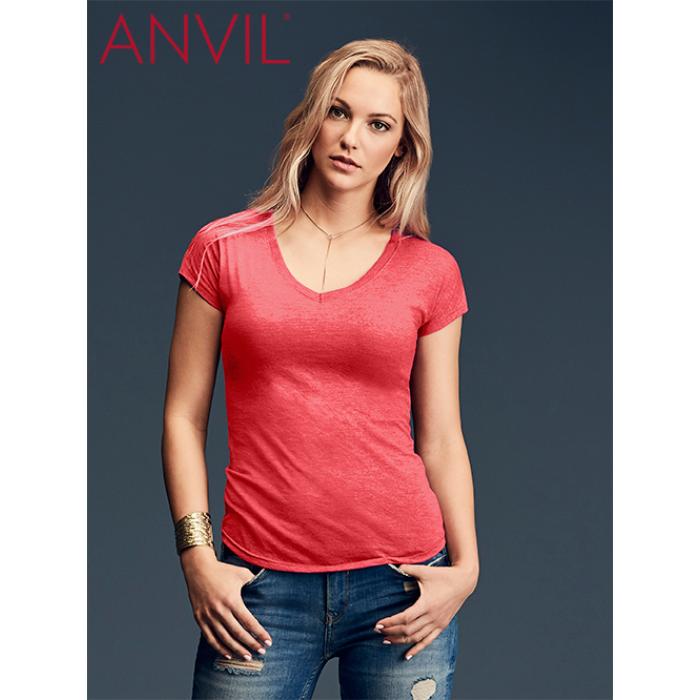 Anvil Women's Tri-Blend V-Neck Tee 