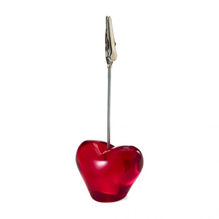 Heart Shaped Acrylic Memo Holder With Metal Clip 
