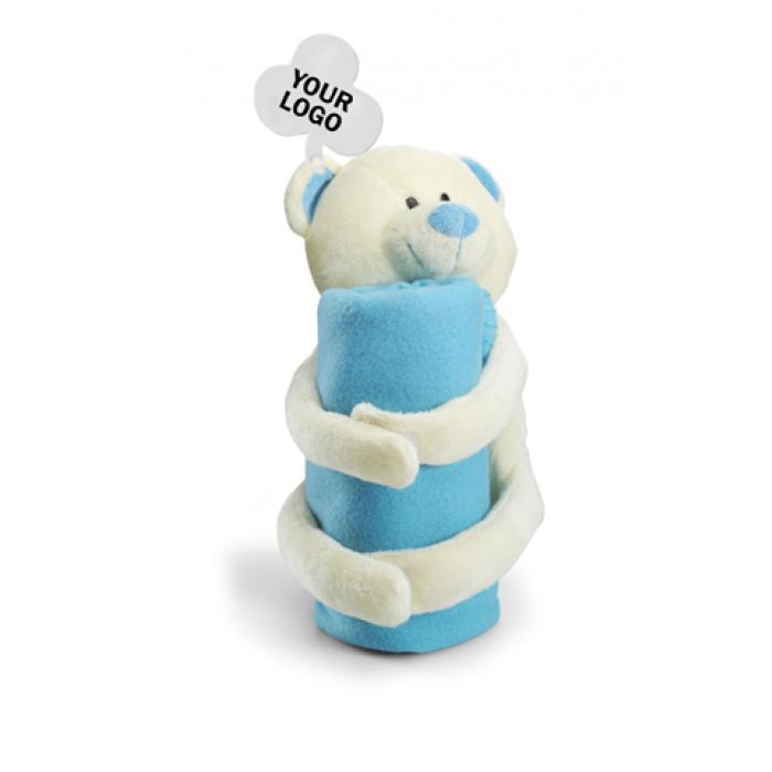 Soft Toy Bear Holding A Fleece Blanket (75cm x 75cm)