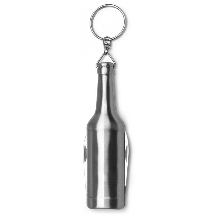 Metal Bottle Shaped Key Holder With Knife And Bottle Opener