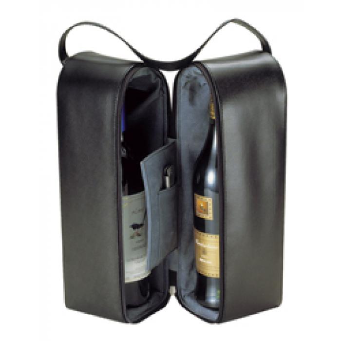 Insulated Two Bottle Leather Wine Carrier