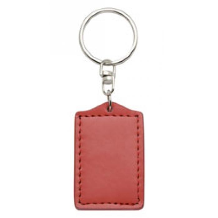Bonded Leather Keyring - Red