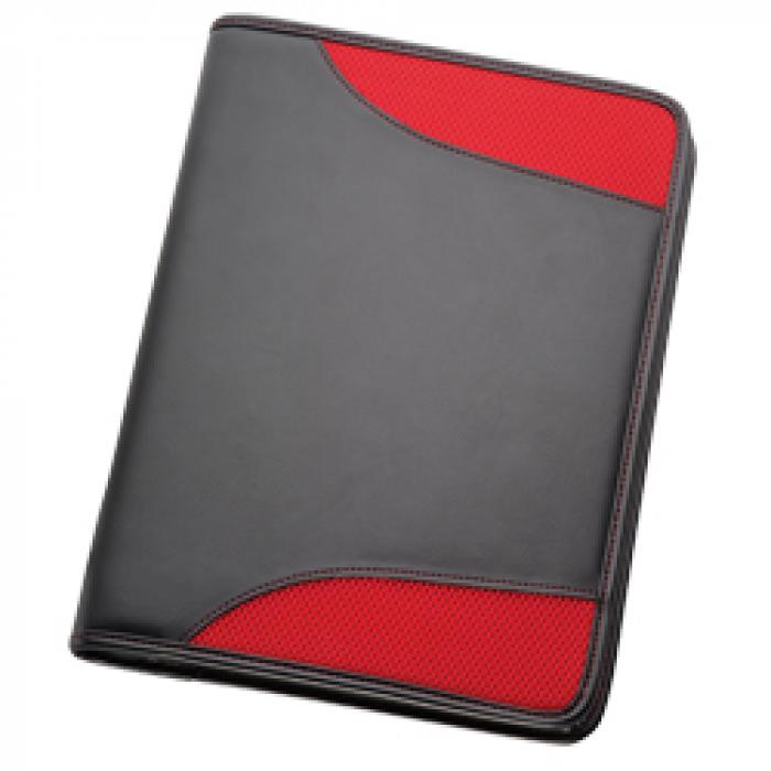 A4 Non-Leather Compendium - Red And Black