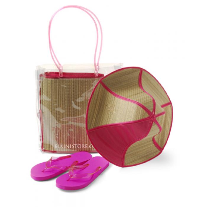 PVC Beach Bag With A Mat Eva Flip Flops And Straw Hat