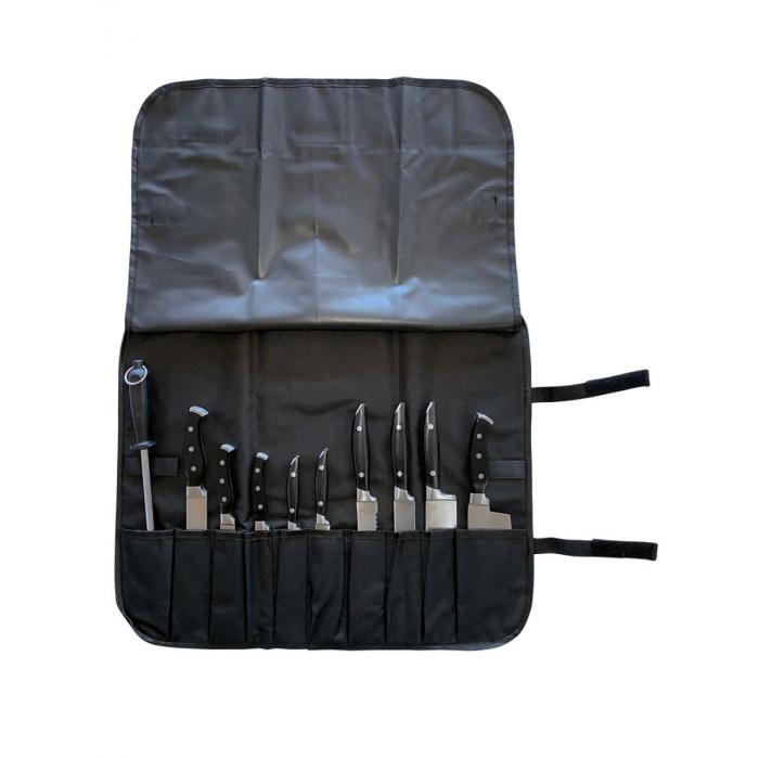 Aussie Chef Knife Wrap 10 Pocket Black