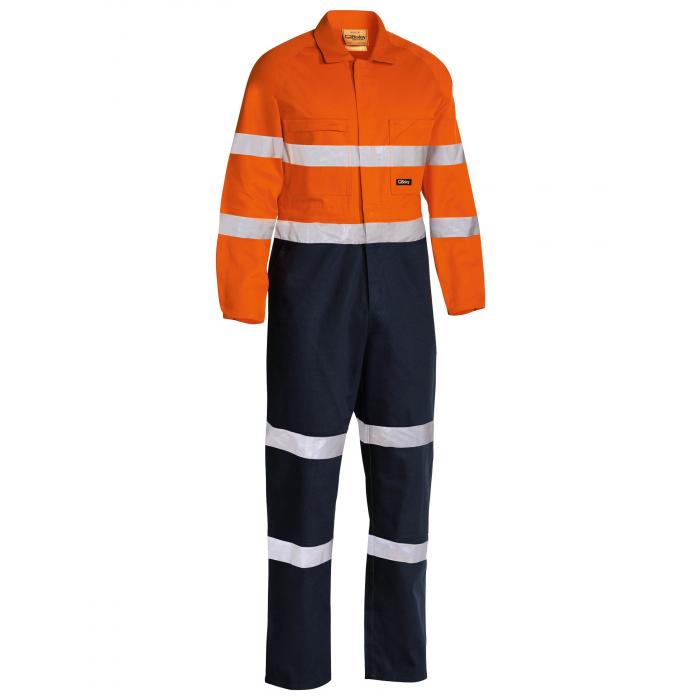Taped Hi Vis Drill Coverall - Orange/Navy