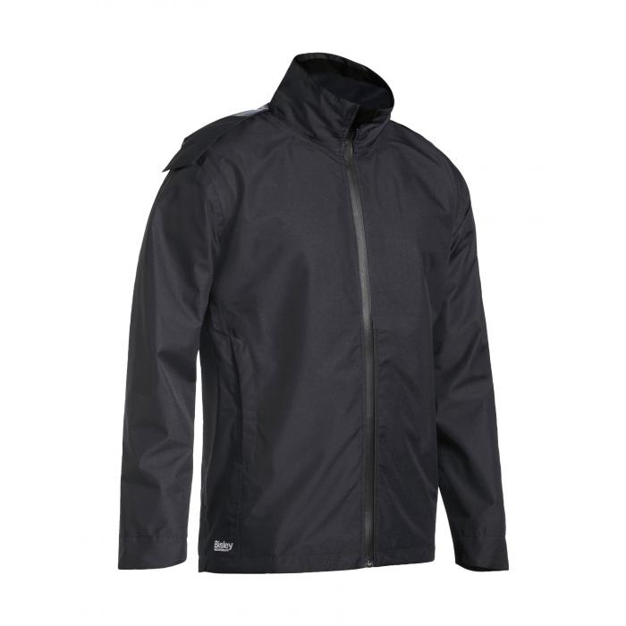 Lightweight Mini Ripstop Rain Jacket with Concealed Hood - Black