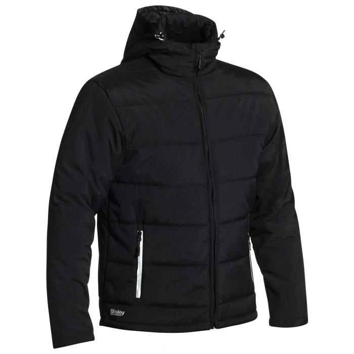 Puffer Jacket with Adjustable Hood - Black