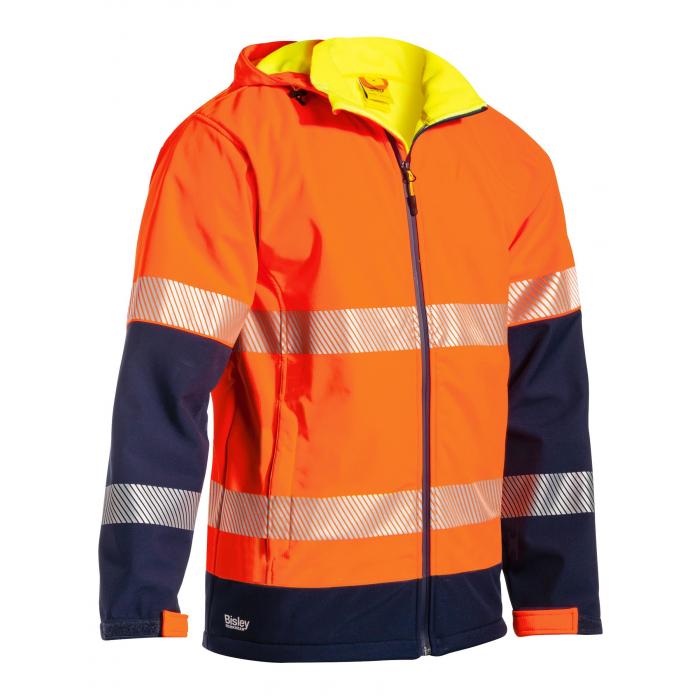 Taped Hi Vis Ripstop Bonded Fleece Jacket  - Orange/Navy