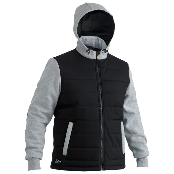 Flx & Move Contrast Puffer Fleece Hooded Jacket - Black